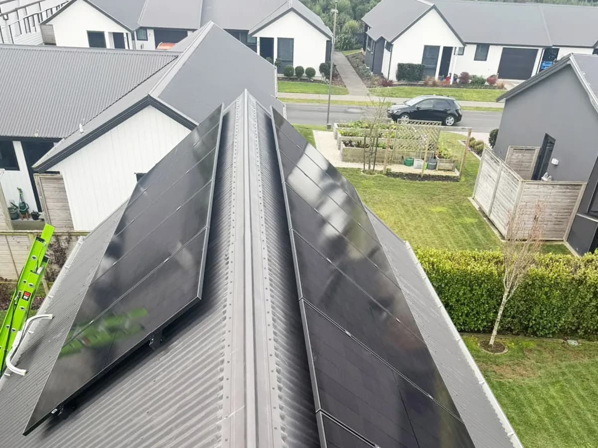 A 5.46kW EFS Solar array split either side of the ridge on a new build in Cambridge, Waikato