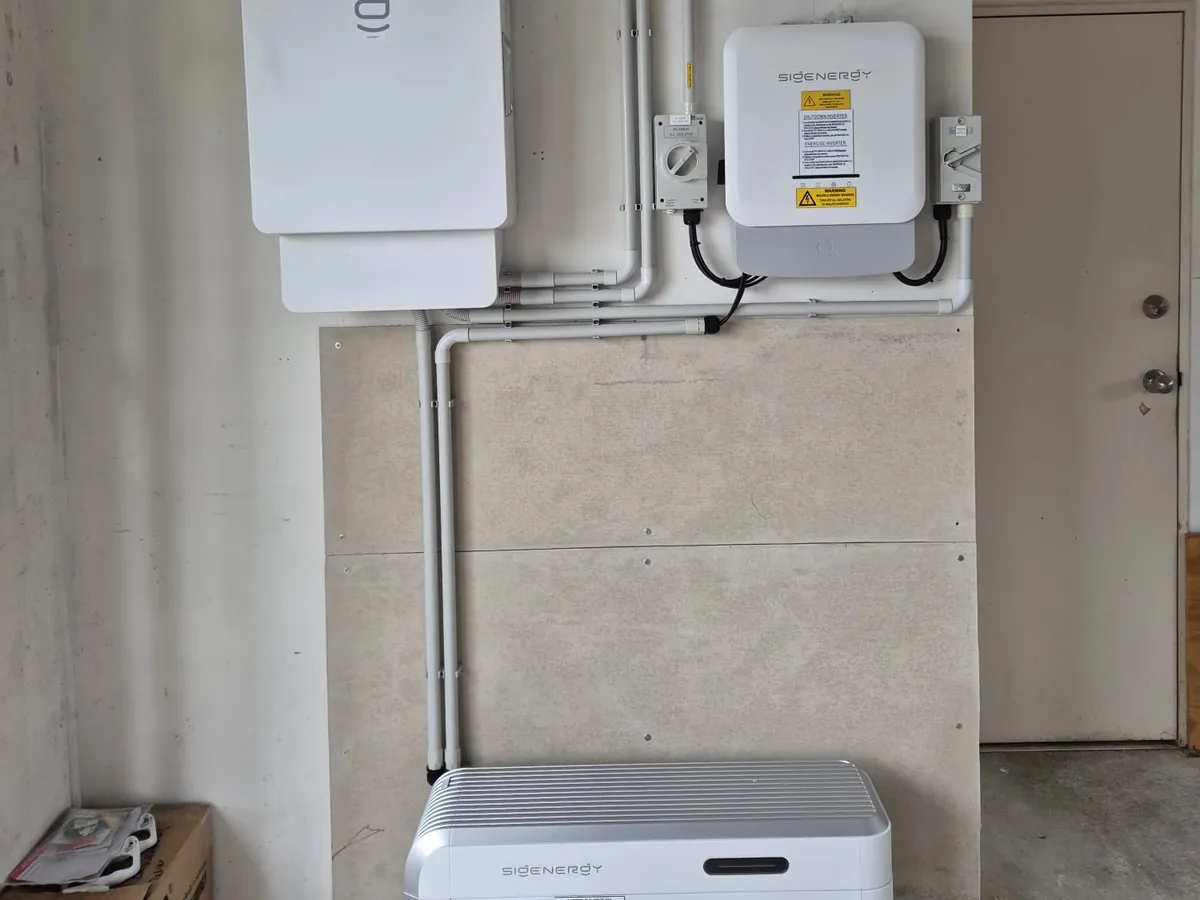 A Sigenergy home battery and inverter installed by EFS Solar in a Hamilton garage, Waikato