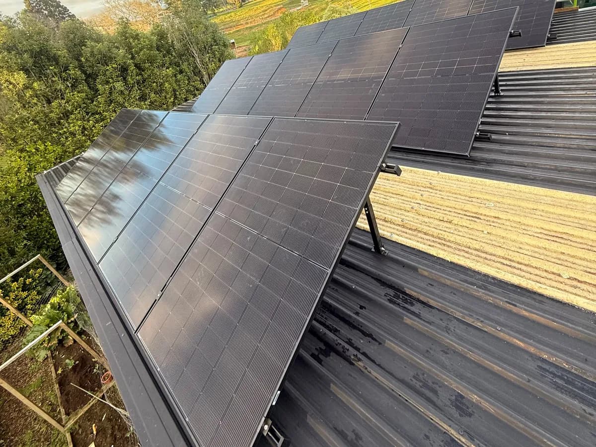A 6.6kW EFS Solar array on a home in Temple View, Ngāhinapōuri, Waikato