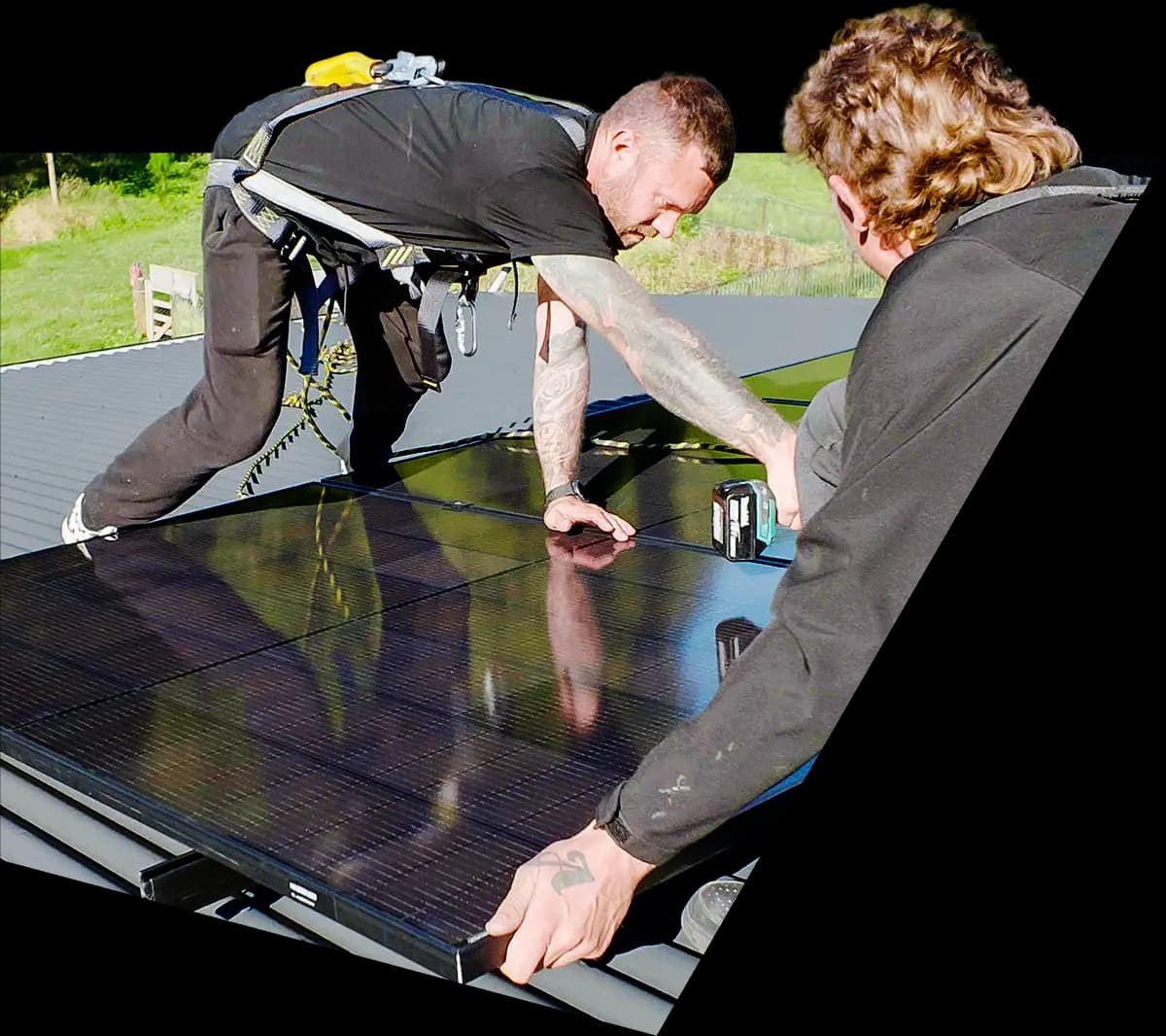 EFS Solar installers on a rooftop, fully licensed and qualified
